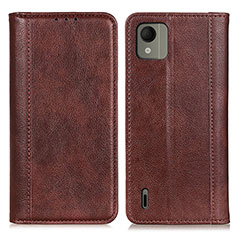 Funda de Cuero Cartera con Soporte Carcasa N08P para Nokia C110 Marron