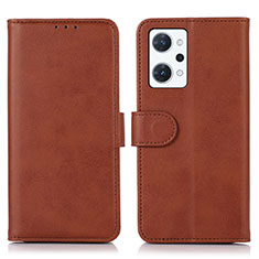 Funda de Cuero Cartera con Soporte Carcasa N08P para Oppo Reno7 A Marron