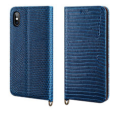 Funda de Cuero Cartera con Soporte Carcasa P03 para Apple iPhone Xs Max Azul