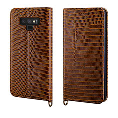 Funda de Cuero Cartera con Soporte Carcasa P04 para Samsung Galaxy Note 9 Marron