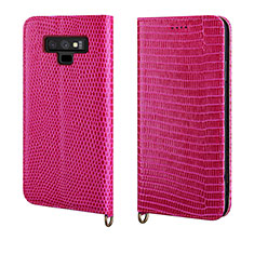 Funda de Cuero Cartera con Soporte Carcasa P04 para Samsung Galaxy Note 9 Rosa Roja