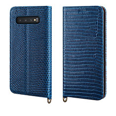 Funda de Cuero Cartera con Soporte Carcasa P04 para Samsung Galaxy S10 Plus Azul