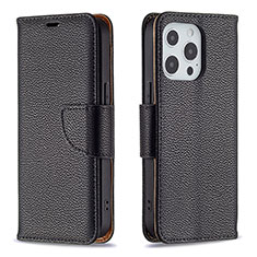 Funda de Cuero Cartera con Soporte Carcasa para Apple iPhone 13 Pro Max Negro