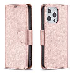 Funda de Cuero Cartera con Soporte Carcasa para Apple iPhone 13 Pro Max Oro Rosa