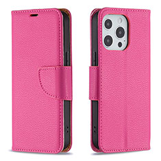 Funda de Cuero Cartera con Soporte Carcasa para Apple iPhone 13 Pro Rosa Roja
