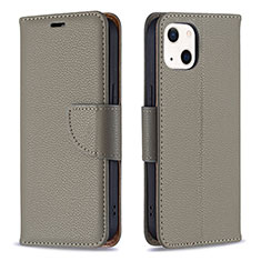 Funda de Cuero Cartera con Soporte Carcasa para Apple iPhone 14 Plus Gris