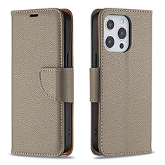 Funda de Cuero Cartera con Soporte Carcasa para Apple iPhone 14 Pro Caqui