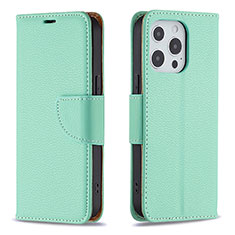 Funda de Cuero Cartera con Soporte Carcasa para Apple iPhone 14 Pro Max Cian