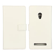 Funda de Cuero Cartera con Soporte Carcasa para Asus Zenfone 5 Blanco