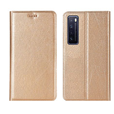 Funda de Cuero Cartera con Soporte Carcasa para Huawei Nova 7 5G Oro