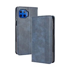 Funda de Cuero Cartera con Soporte Carcasa para Motorola Moto One 5G Azul