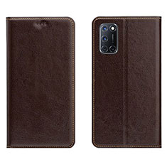 Funda de Cuero Cartera con Soporte Carcasa para Oppo A52 Marron