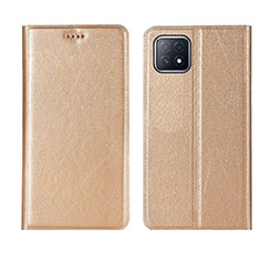 Funda de Cuero Cartera con Soporte Carcasa para Oppo A73 5G Oro