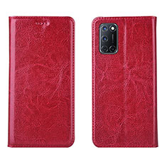 Funda de Cuero Cartera con Soporte Carcasa para Oppo A92 Rojo