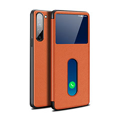 Funda de Cuero Cartera con Soporte Carcasa para Oppo Find X2 Lite Naranja