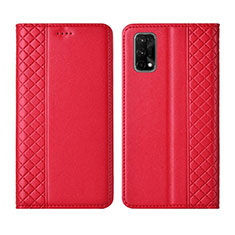 Funda de Cuero Cartera con Soporte Carcasa para Realme X7 Pro 5G Rojo