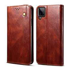 Funda de Cuero Cartera con Soporte Carcasa para Samsung Galaxy A12 Nacho Marron