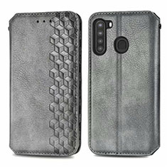 Funda de Cuero Cartera con Soporte Carcasa para Samsung Galaxy A21 Gris