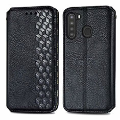 Funda de Cuero Cartera con Soporte Carcasa para Samsung Galaxy A21 Negro