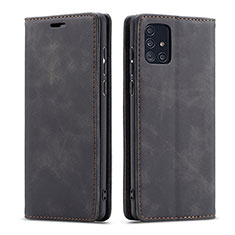 Funda de Cuero Cartera con Soporte Carcasa para Samsung Galaxy A71 4G A715 Negro