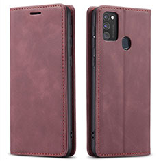 Funda de Cuero Cartera con Soporte Carcasa para Samsung Galaxy M21 Rojo Rosa