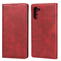 Funda de Cuero Cartera con Soporte Carcasa para Samsung Galaxy Note 10 Rojo