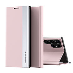 Funda de Cuero Cartera con Soporte Carcasa para Samsung Galaxy S22 Ultra 5G Rosa