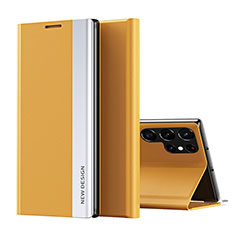 Funda de Cuero Cartera con Soporte Carcasa para Samsung Galaxy S23 Ultra 5G Amarillo