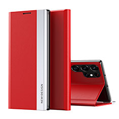 Funda de Cuero Cartera con Soporte Carcasa para Samsung Galaxy S23 Ultra 5G Rojo