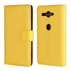 Funda de Cuero Cartera con Soporte Carcasa para Sony Xperia XZ2 Compact Amarillo