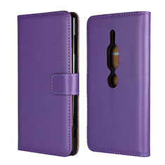 Funda de Cuero Cartera con Soporte Carcasa para Sony Xperia XZ2 Premium Morado