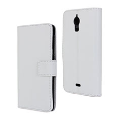 Funda de Cuero Cartera con Soporte Carcasa para Wiko Wax Blanco