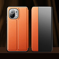 Funda de Cuero Cartera con Soporte Carcasa para Xiaomi Mi 11 Lite 5G Naranja