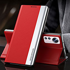 Funda de Cuero Cartera con Soporte Carcasa para Xiaomi Mi 12 5G Rojo