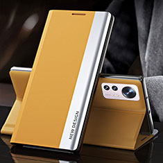 Funda de Cuero Cartera con Soporte Carcasa para Xiaomi Mi 12S 5G Amarillo