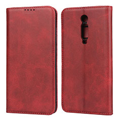 Funda de Cuero Cartera con Soporte Carcasa para Xiaomi Mi 9T Pro Rojo