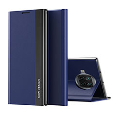 Funda de Cuero Cartera con Soporte Carcasa Q01H para Xiaomi Mi 10i 5G Azul