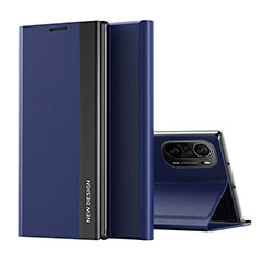Funda de Cuero Cartera con Soporte Carcasa Q01H para Xiaomi Poco F3 5G Azul