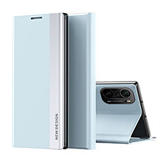 Funda de Cuero Cartera con Soporte Carcasa Q01H para Xiaomi Poco F3 5G Azul Cielo