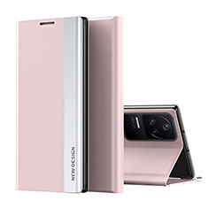 Funda de Cuero Cartera con Soporte Carcasa Q01H para Xiaomi Poco F4 5G Oro Rosa