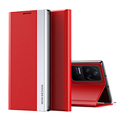 Funda de Cuero Cartera con Soporte Carcasa Q01H para Xiaomi Poco F4 5G Rojo