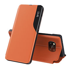 Funda de Cuero Cartera con Soporte Carcasa Q01H para Xiaomi Poco X3 Pro Naranja
