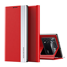 Funda de Cuero Cartera con Soporte Carcasa Q01H para Xiaomi Poco X4 Pro 5G Rojo