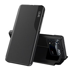Funda de Cuero Cartera con Soporte Carcasa Q02H para Xiaomi Poco X4 Pro 5G Negro