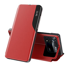 Funda de Cuero Cartera con Soporte Carcasa Q02H para Xiaomi Poco X4 Pro 5G Rojo