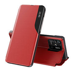 Funda de Cuero Cartera con Soporte Carcasa Q02H para Xiaomi Redmi 10 India Rojo