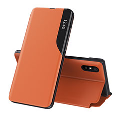 Funda de Cuero Cartera con Soporte Carcasa Q02H para Xiaomi Redmi 9AT Naranja