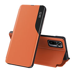 Funda de Cuero Cartera con Soporte Carcasa Q02H para Xiaomi Redmi Note 10 4G Naranja