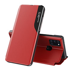 Funda de Cuero Cartera con Soporte Carcasa QH1 para Samsung Galaxy A21s Rojo
