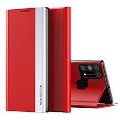 Funda de Cuero Cartera con Soporte Carcasa QH1 para Samsung Galaxy M21s Rojo